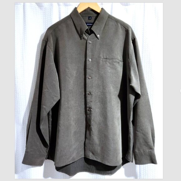 Eccolo Shirt Men's Size Large Button Down Long Sleeve 16-16 1/2 Neck Taupe - Picture 1 of 11